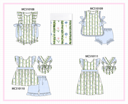 PO69 Green floral print ruffle collection