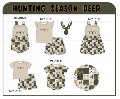 PO69 Green hunting deer embroidery collection