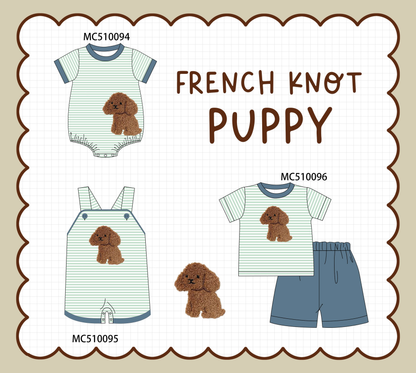 PO69 Green stripe puppy french knot collection