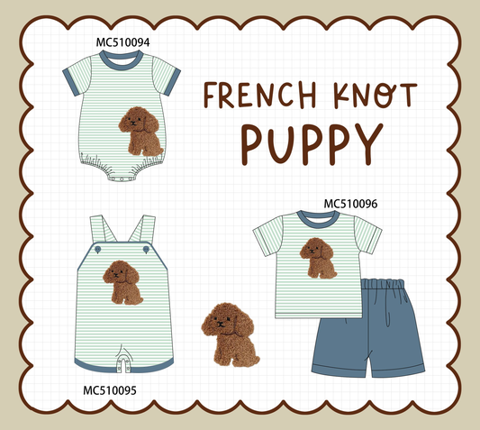 PO69 Green stripe puppy french knot collection