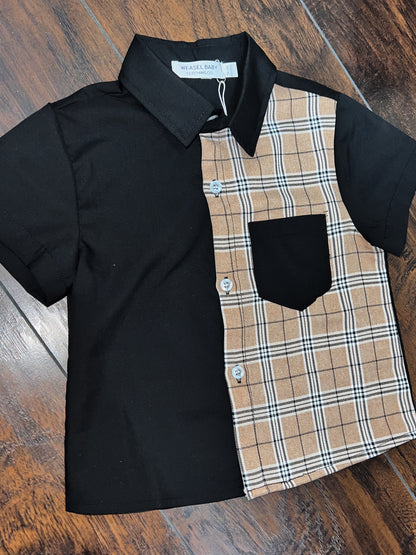 Black & Plaid Button Up