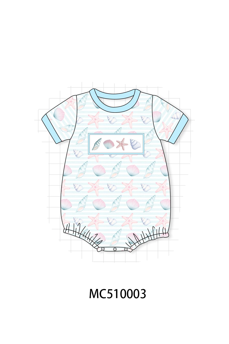 PO69 Pink shells starfish embroidery collection