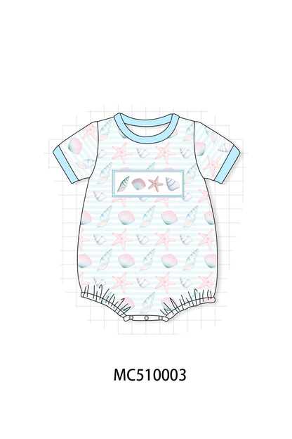 PO69 Pink shells starfish embroidery collection