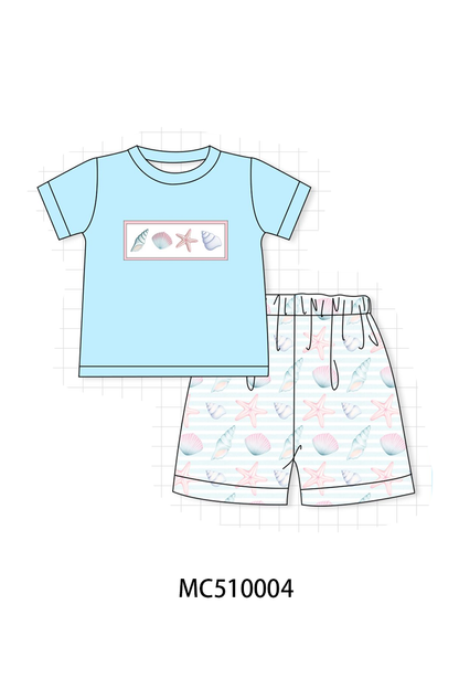 PO69 Pink shells starfish embroidery collection