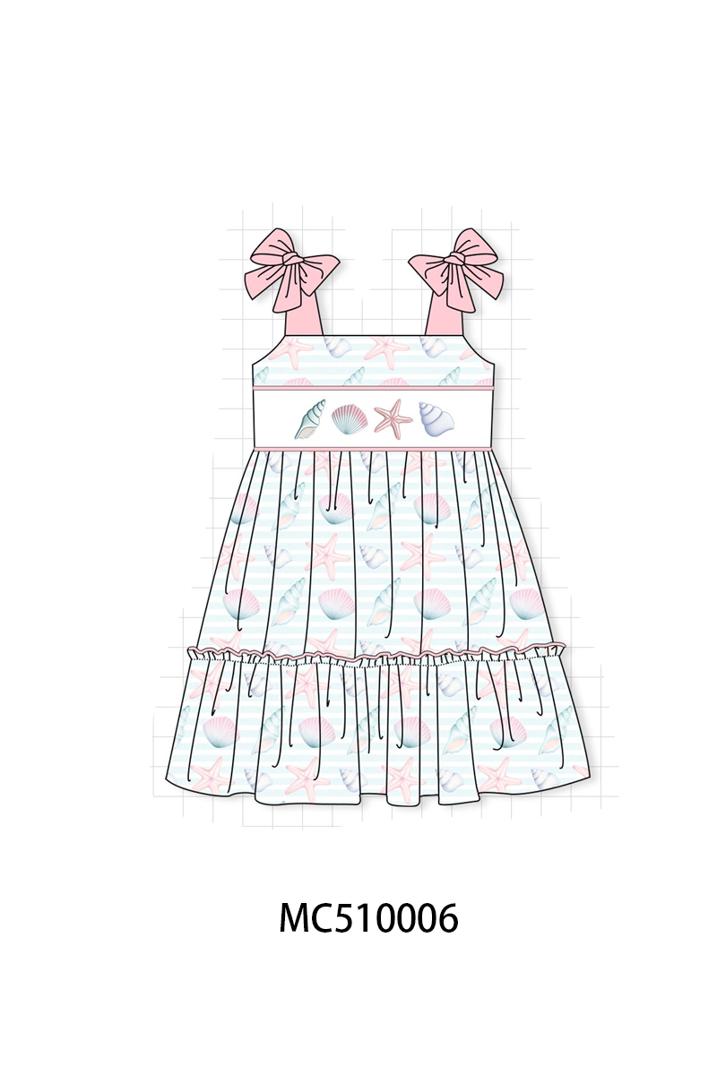 PO69 Pink shells starfish embroidery collection