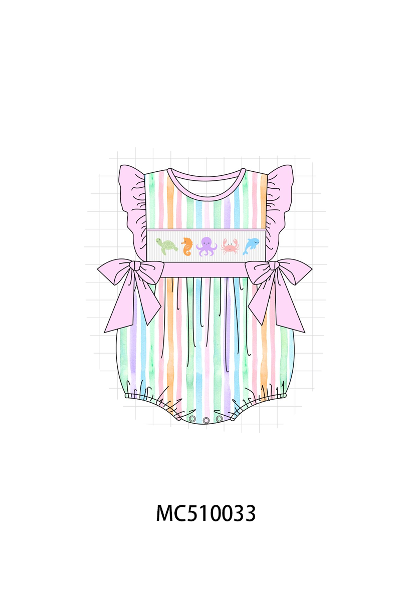 PO69 Purple marine smocked stripe collection