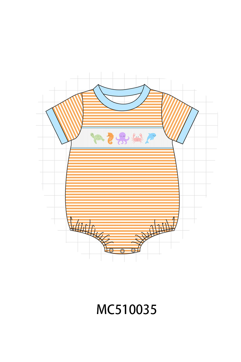 PO69 Purple marine smocked stripe collection