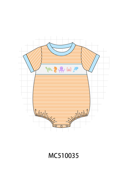 PO69 Purple marine smocked stripe collection