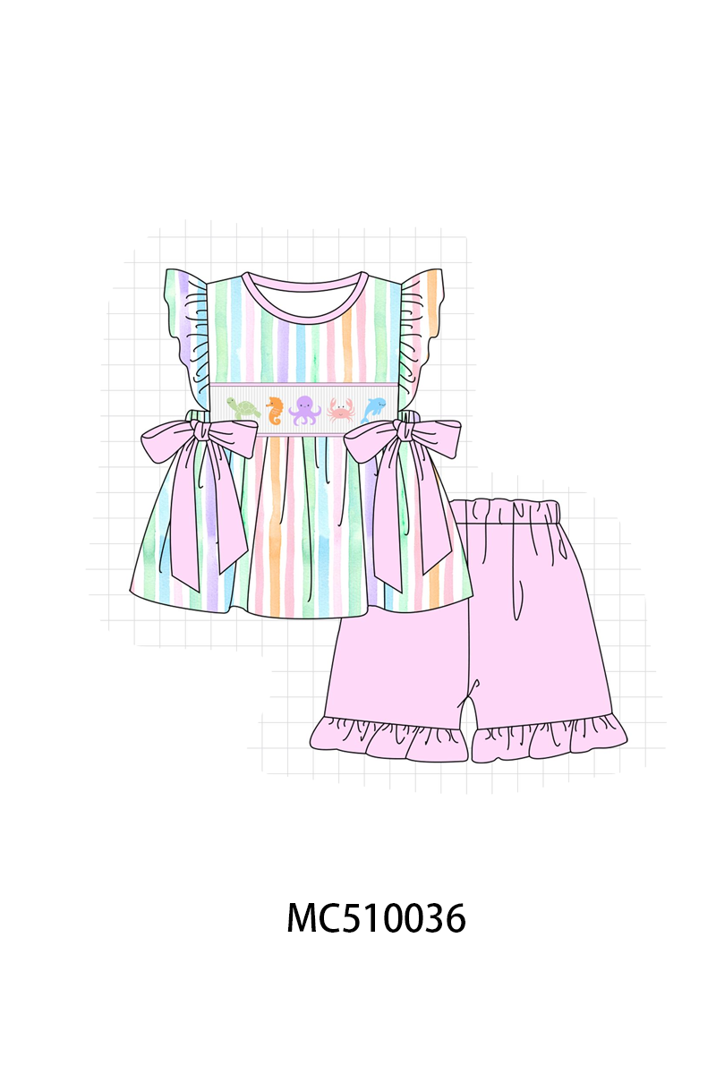 PO69 Purple marine smocked stripe collection