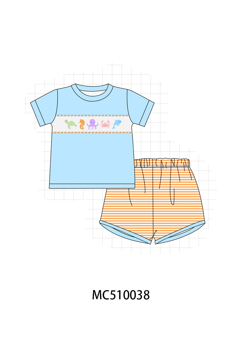 PO69 Purple marine smocked stripe collection