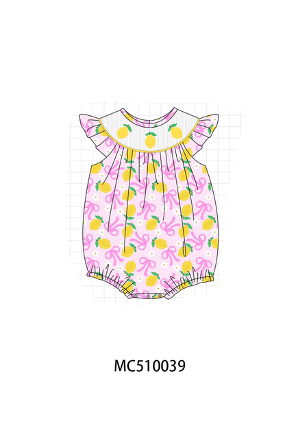 PO69 Purple bow lemon smocked collection