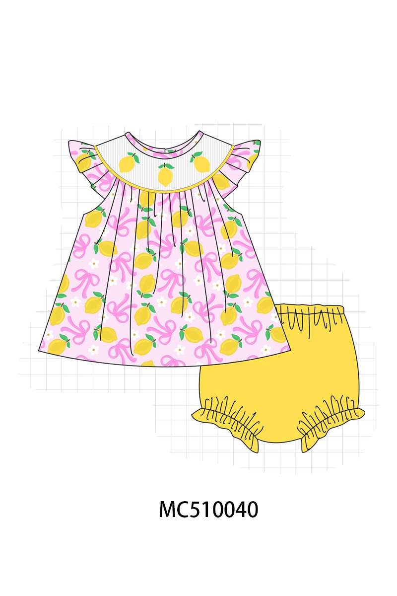 PO69 Purple bow lemon smocked collection