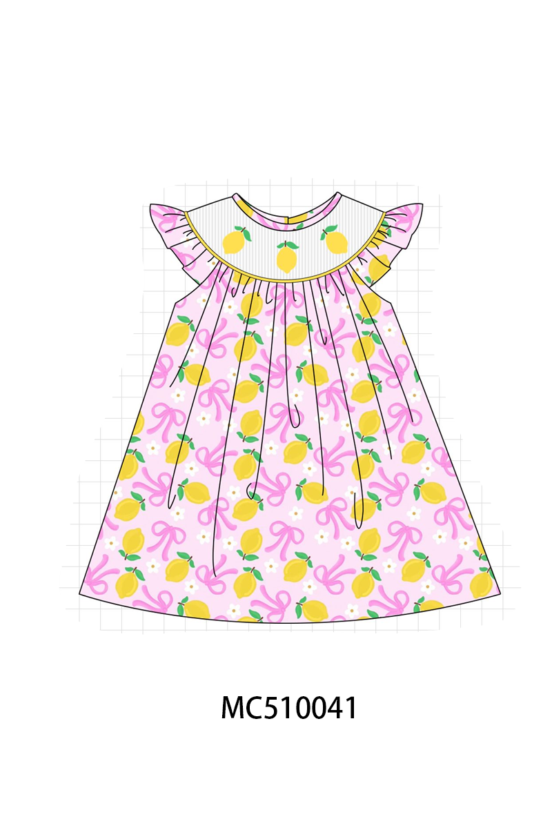 PO69 Purple bow lemon smocked collection