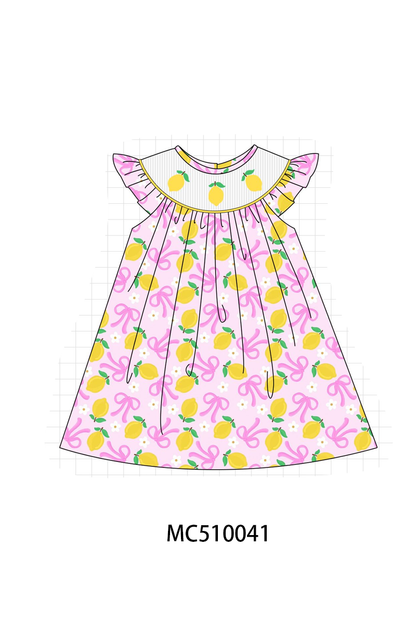 PO69 Purple bow lemon smocked collection