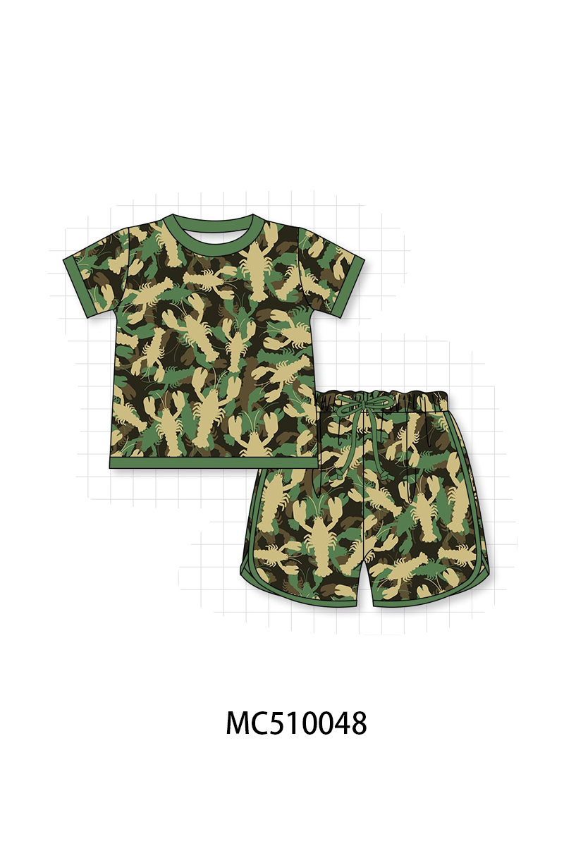 PO69 Green lobster print bamboo collection