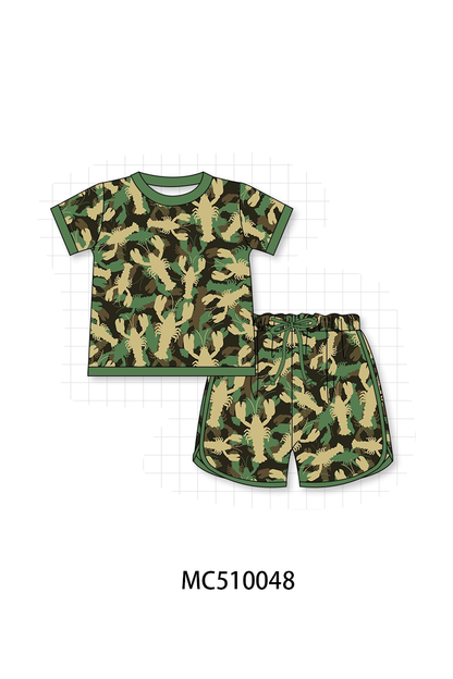 PO69 Green lobster print bamboo collection