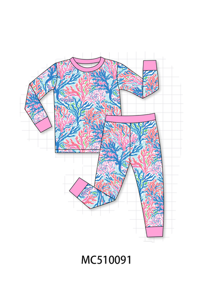 PO69 Pink bamboo print pajama collection