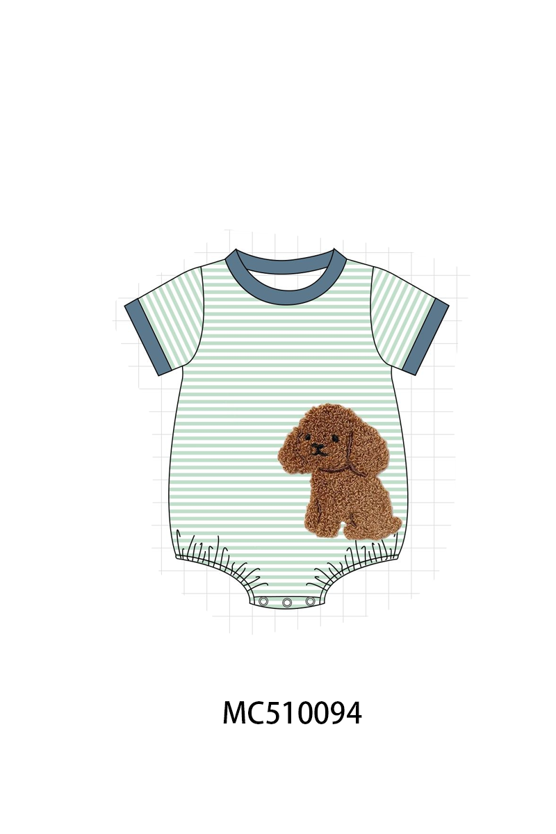 PO69 Green stripe puppy french knot collection