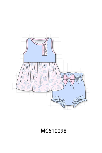 PO69 Blue beach shells starfish print collection