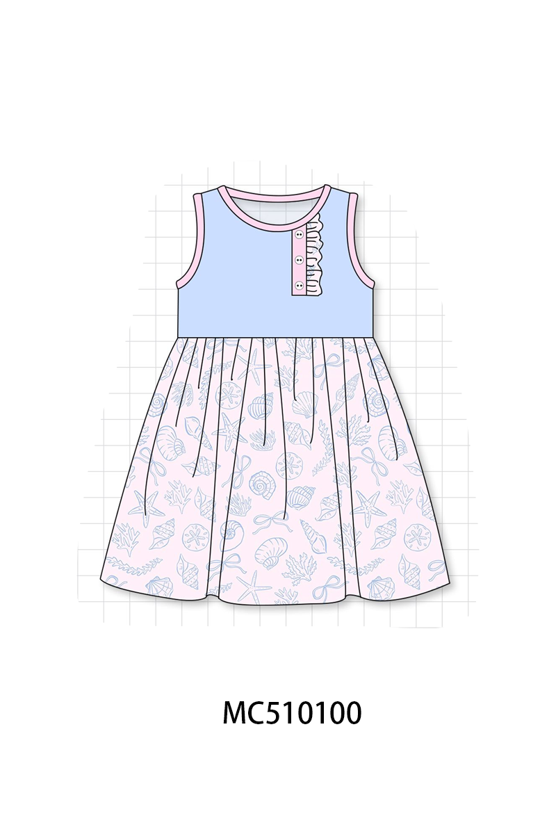 PO69 Blue beach shells starfish print collection