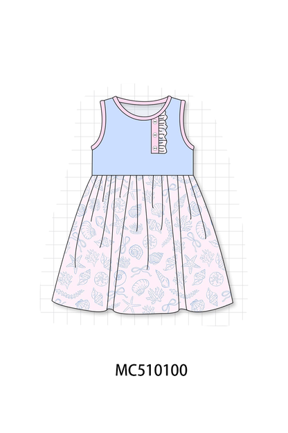 PO69 Blue beach shells starfish print collection