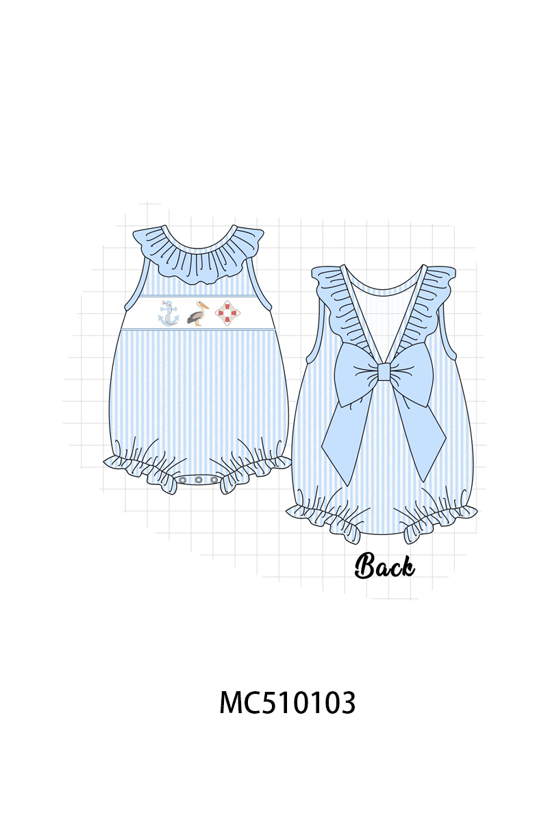 PO69 Blue nautical trio embroidery stripe collection