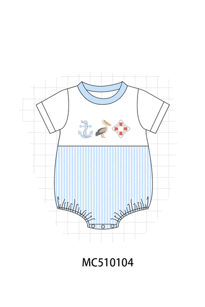 PO69 Blue nautical trio embroidery stripe collection