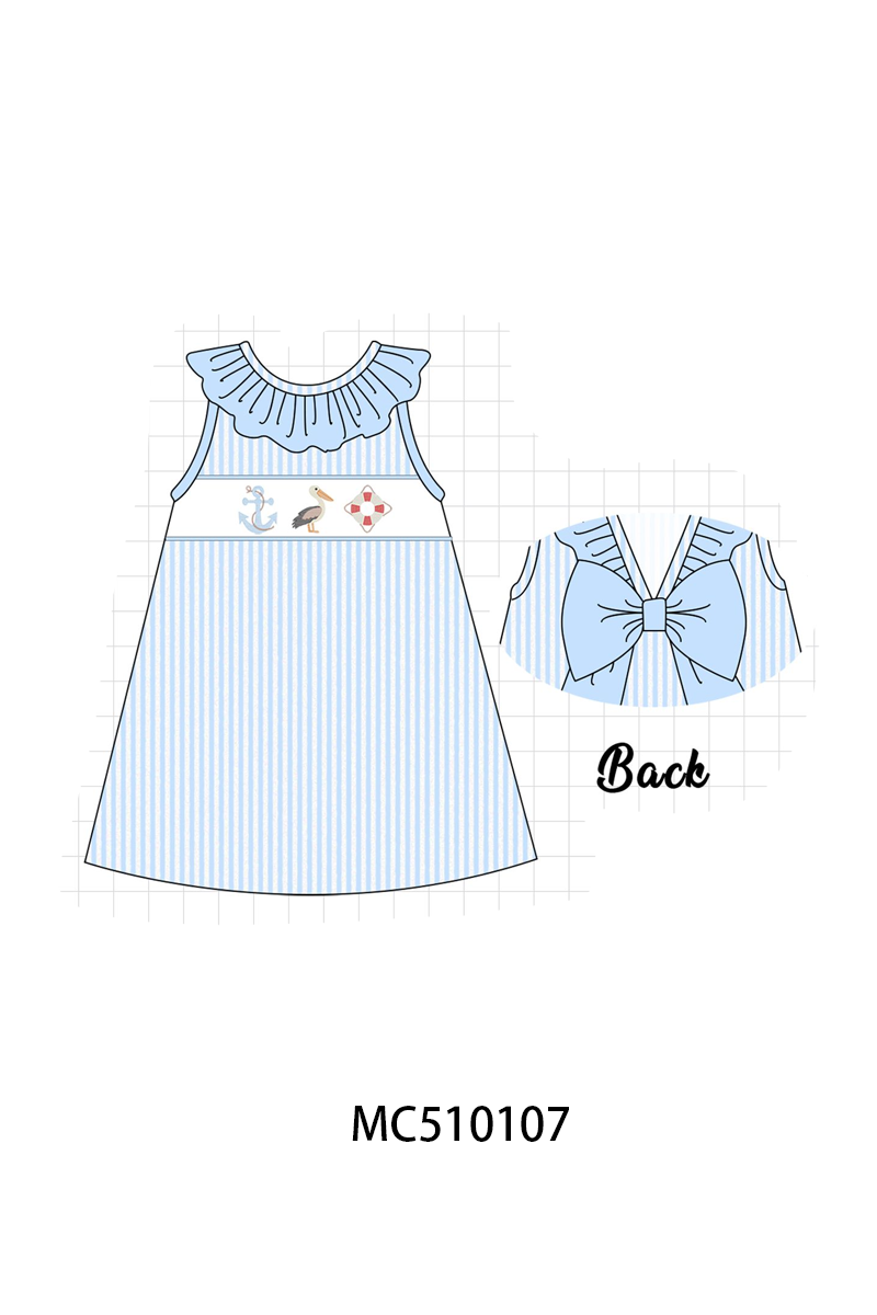 PO69 Blue nautical trio embroidery stripe collection