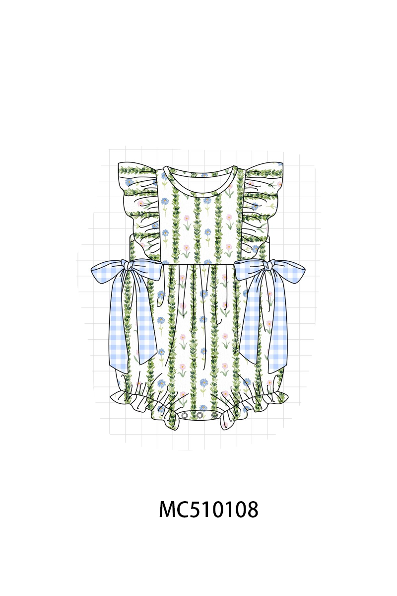 PO69 Green floral print ruffle collection