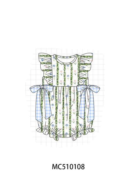 PO69 Green floral print ruffle collection