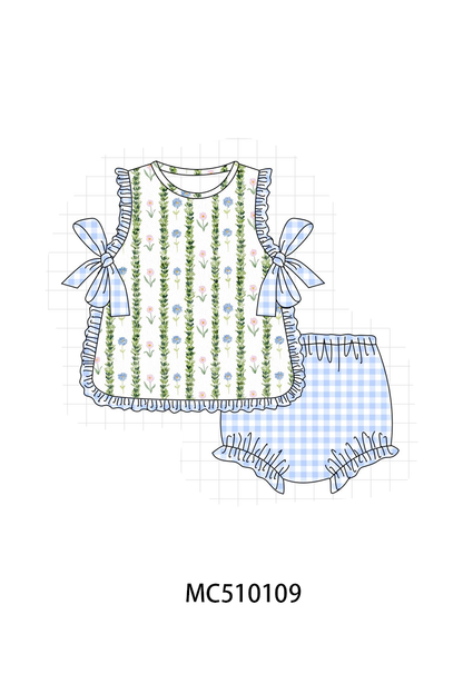 PO69 Green floral print ruffle collection