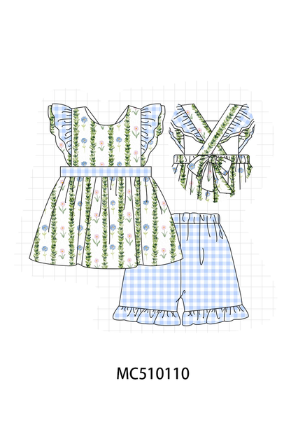 PO69 Green floral print ruffle collection