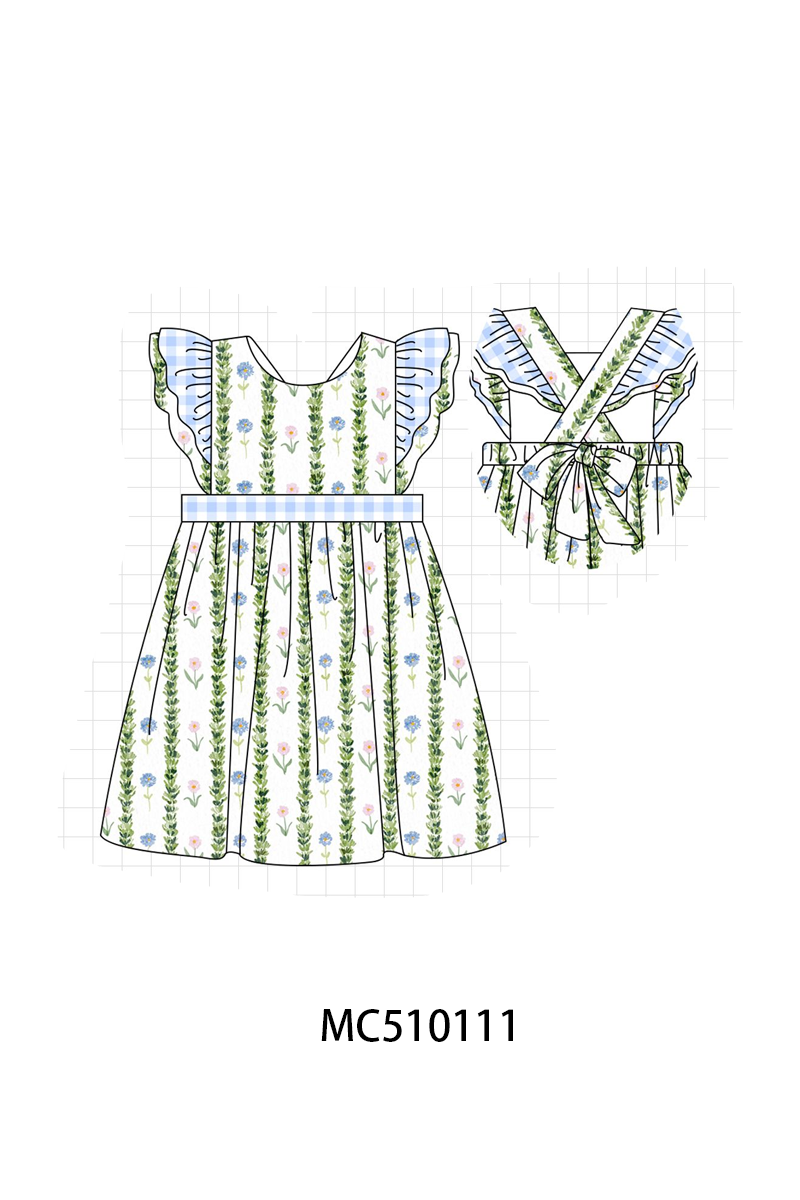 PO69 Green floral print ruffle collection