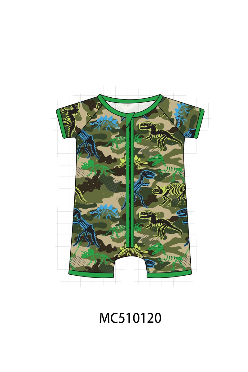 PO69 Green dinosaur print bamboo collection