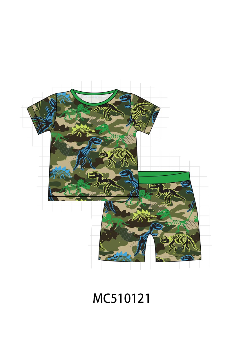 PO69 Green dinosaur print bamboo collection