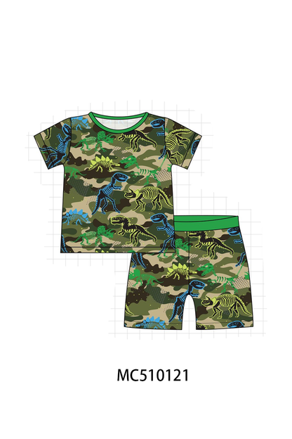PO69 Green dinosaur print bamboo collection