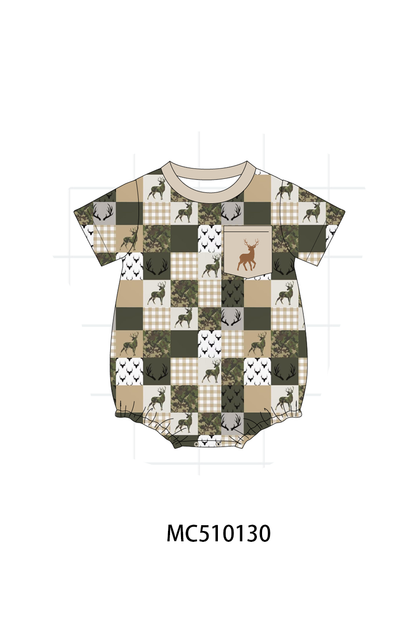 PO69 Green hunting deer embroidery collection