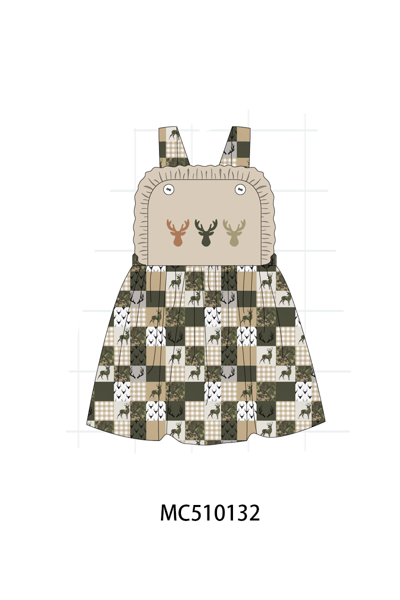 PO69 Green hunting deer embroidery collection