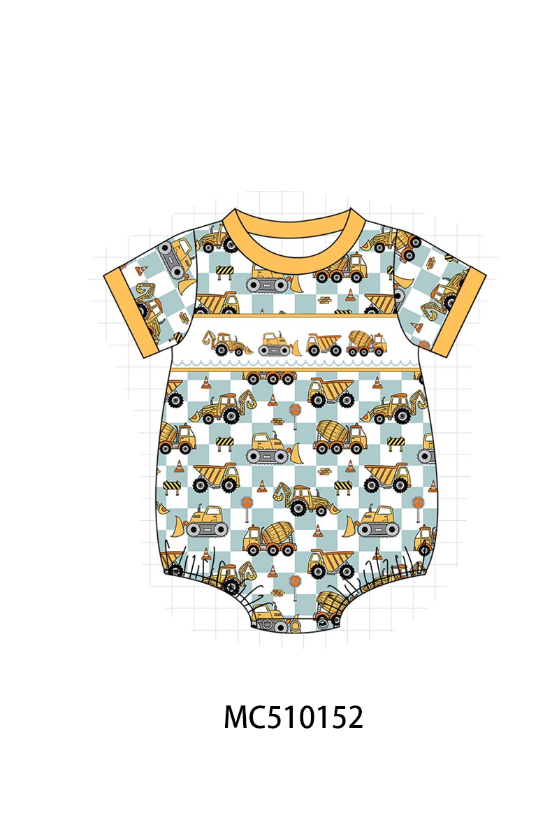 *Pre-Order* Construction vehicle embroidery checkered collection