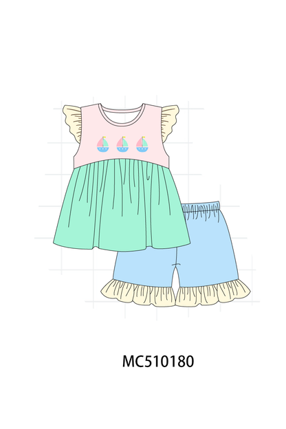 *Pre-Order* Colors Block Sailboat - Embroidery collection