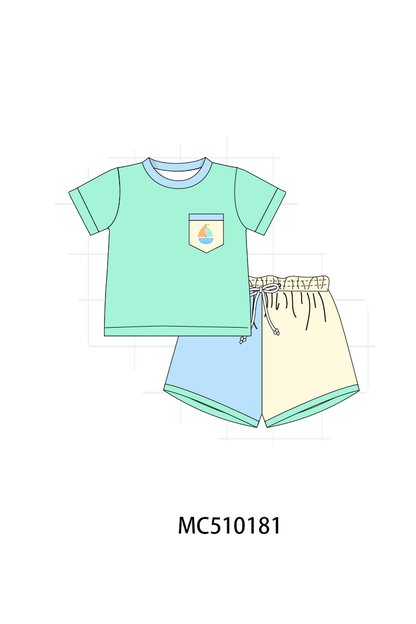 *Pre-Order* Colors Block Sailboat - Embroidery collection