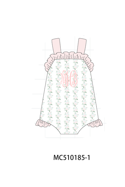 *Pre-Order* Pink monogram embroidery floral ruffle collection