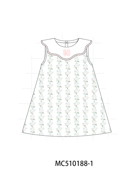 *Pre-Order* Pink monogram embroidery floral ruffle collection