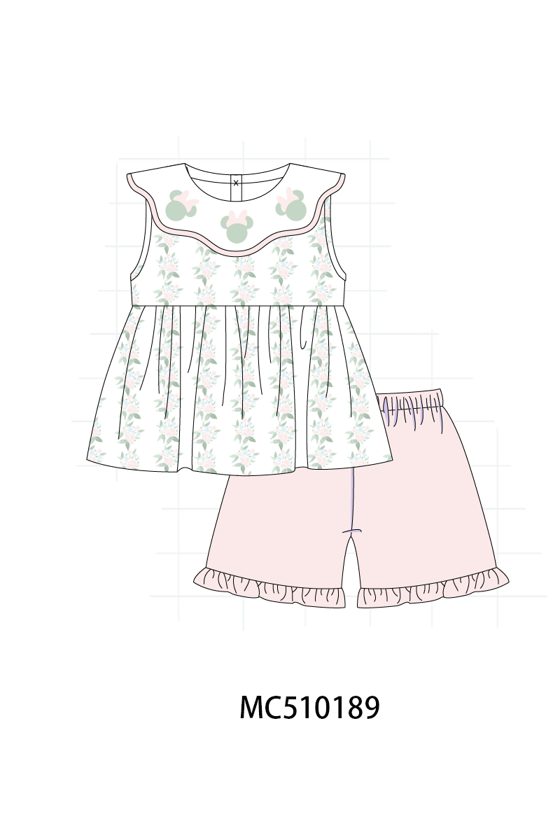 *PreOrder* Pink character applique floral ruffle collection