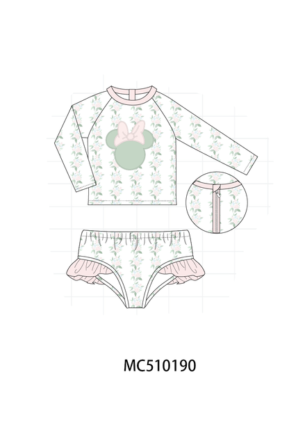 *PreOrder* Pink character applique floral ruffle collection