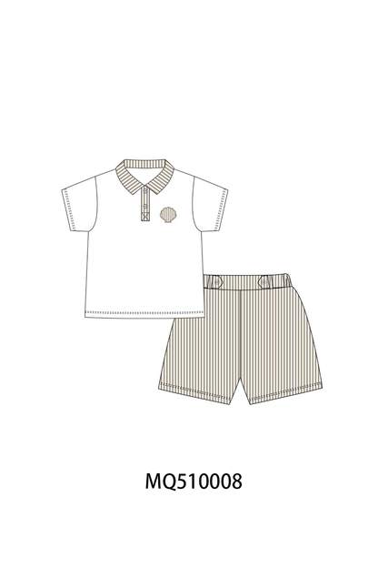 PO70 Brown shellfish applique stripe collection