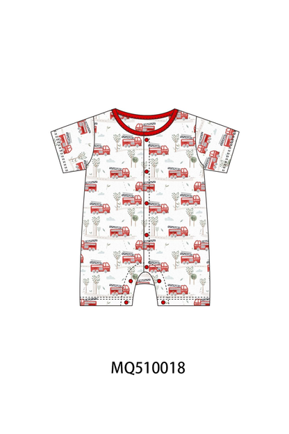 PO70 Red fire truck print bamboo collection