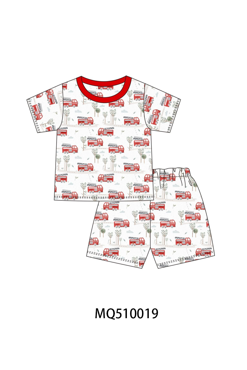 PO70 Red fire truck print bamboo collection