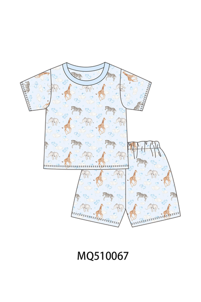 PO70 Blue&pink animals print bamboo collection