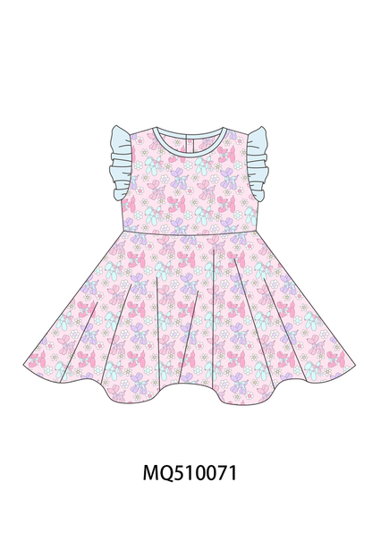 PO70 Pink floral print ruffle collection